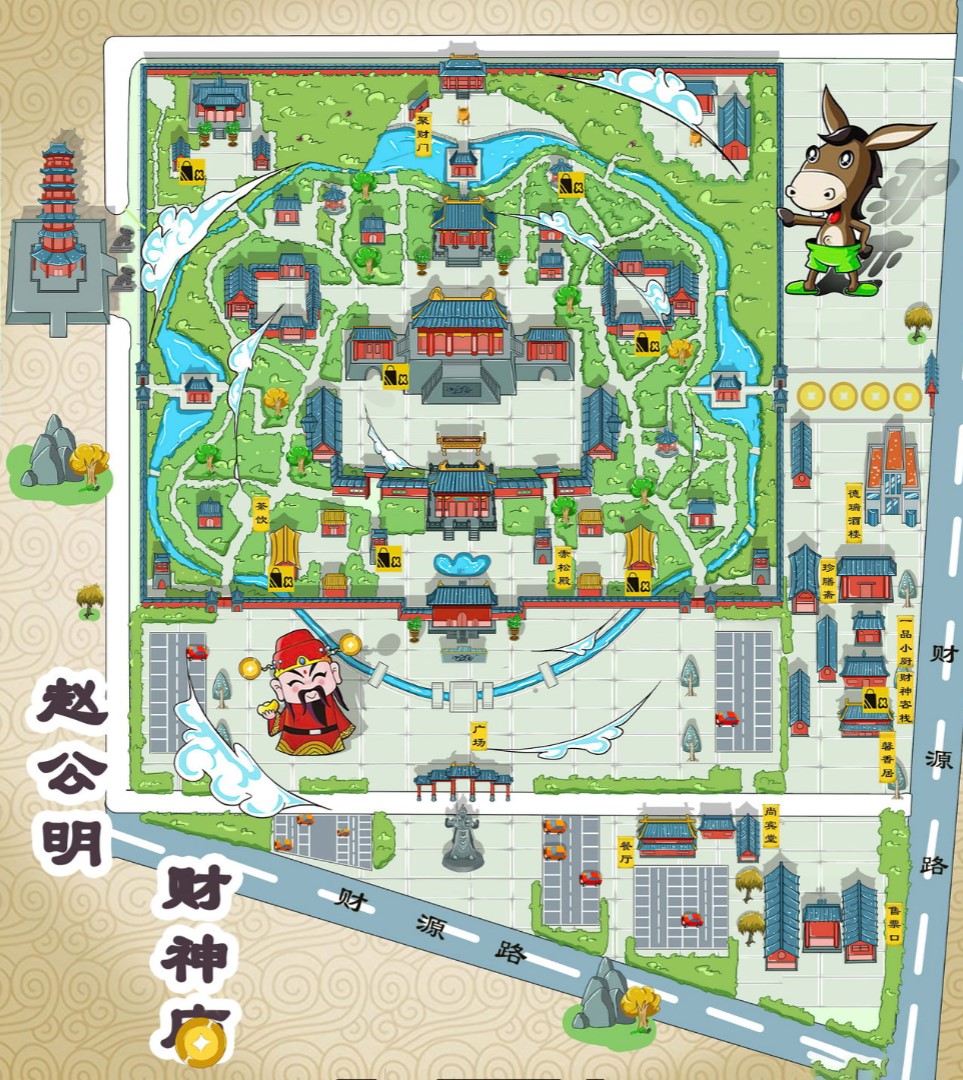 广州寺庙类手绘地图